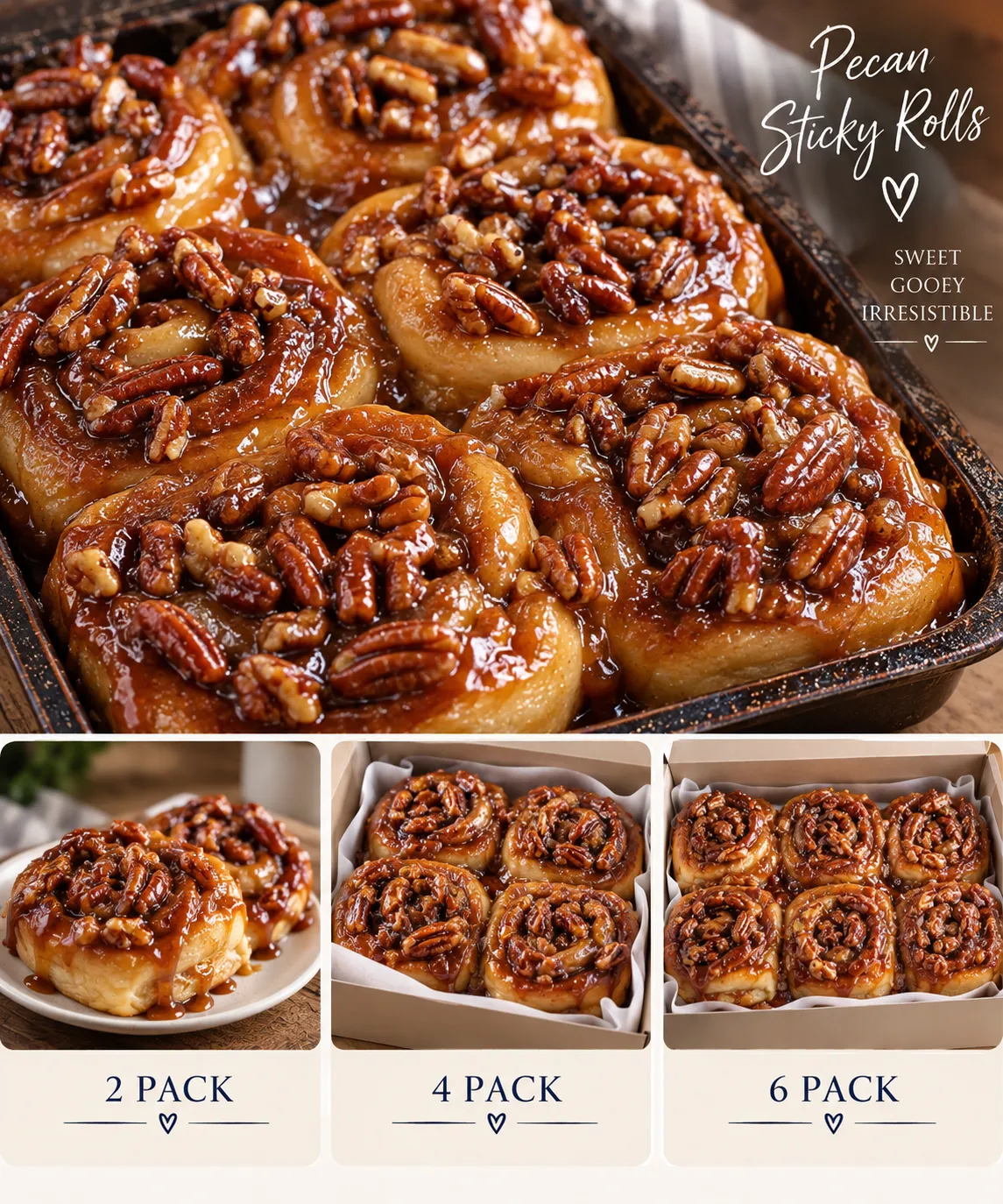 Macro photo of Brown Butter Pecan cinnamon roll with toasted nuts