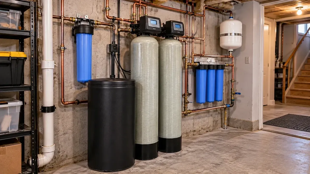 Well water filtration system designed to improve water quality for homes in Newton, Massachusetts.