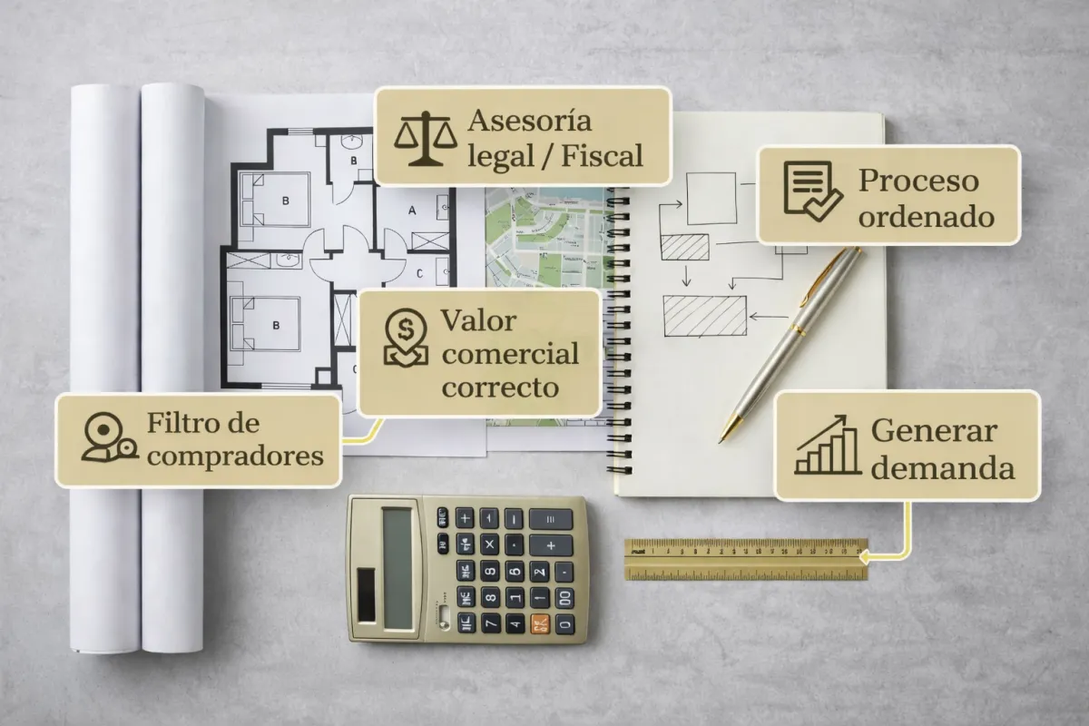 Plano de propiedad y notas de estrategia de venta