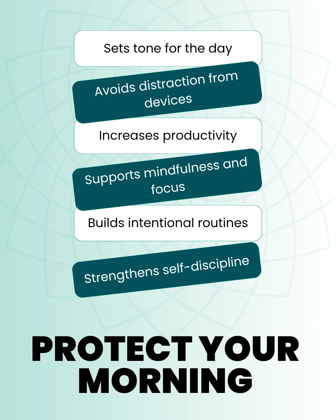 Infographic showing benefits of protecting your morning routine