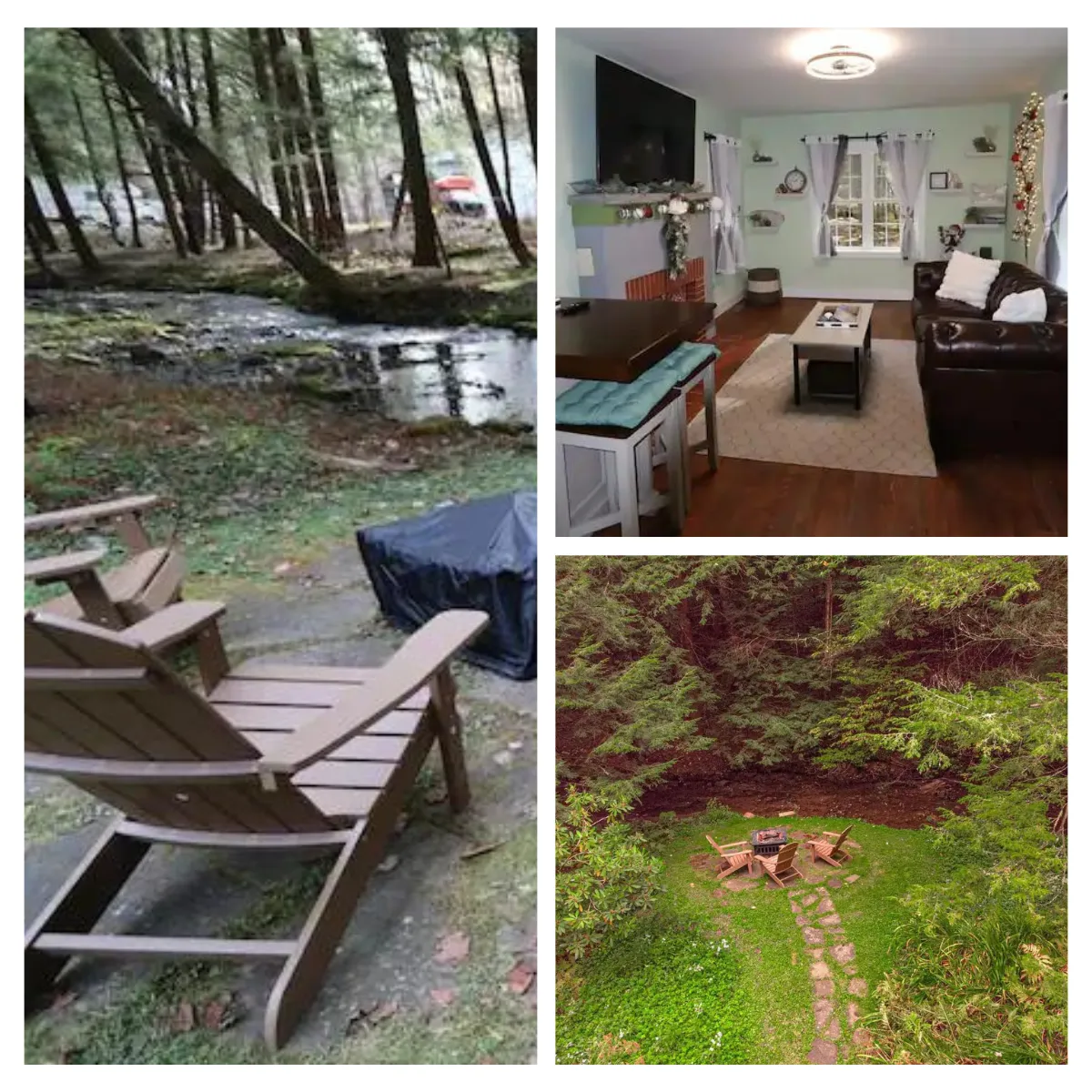 Relax in our cozy streamside cottage, furnished with modern amenities and stylish decor, offering a peaceful retreat for a comfortable night's sleep after outdoor adventures.