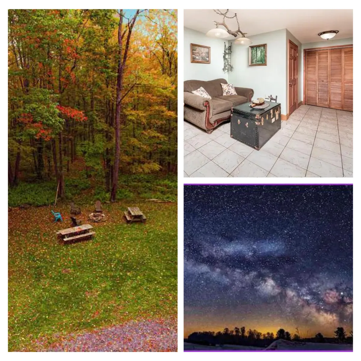 Stay at Blue Skies Lodge for a secluded cabin getaway on 55 acres, with your own stargazing field and access to nearby attractions like Cherry Springs State Park and the Pa Grand Canyon. Fully equipped for up to 6 guests, with options for guided star tours and horseback riding nearby.