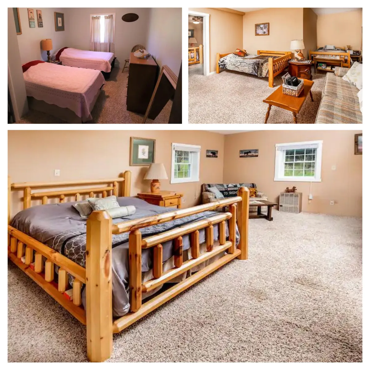 Stay at Cherry Springs Cabin, where three bedrooms provide comfy space for up to 10 guests, offering serene nights under starlit skies.