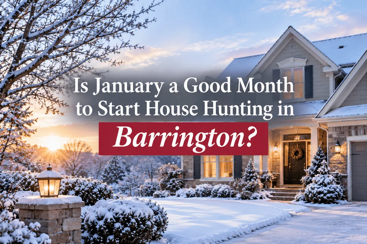 Residential home in Barrington during the winter house-hunting season.