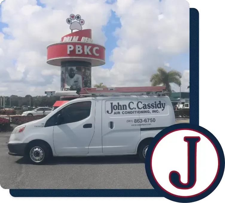 John C. Cassidy Air Conditioning & Plumbing service van providing residential and commercial AC repair
