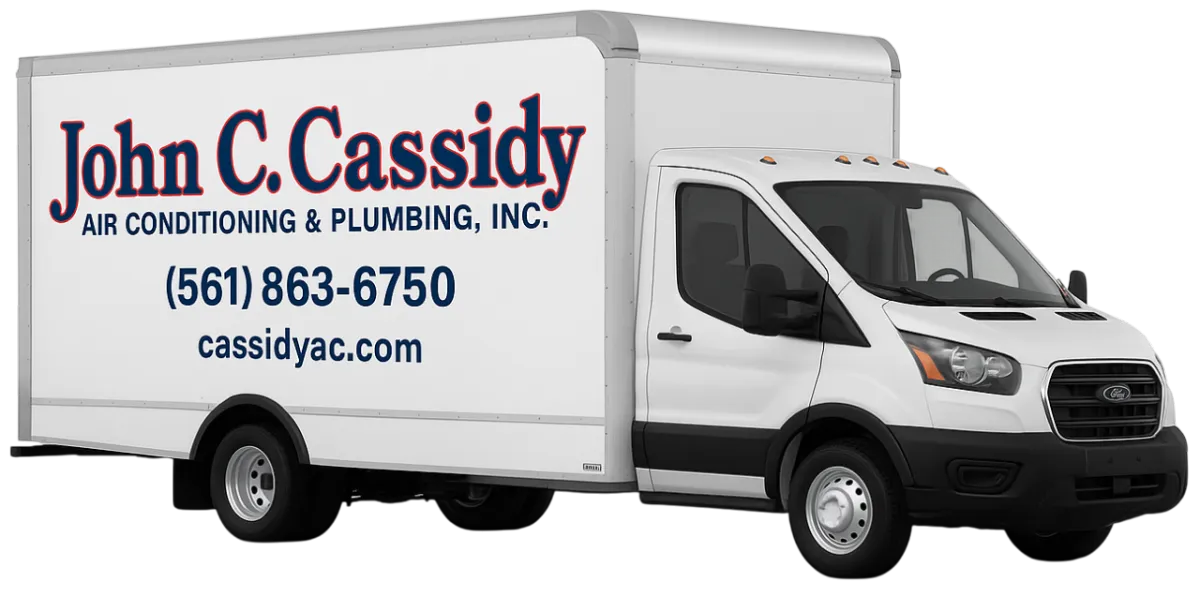 John C. Cassidy Air Conditioning & Plumbing service van providing residential and commercial AC repair
