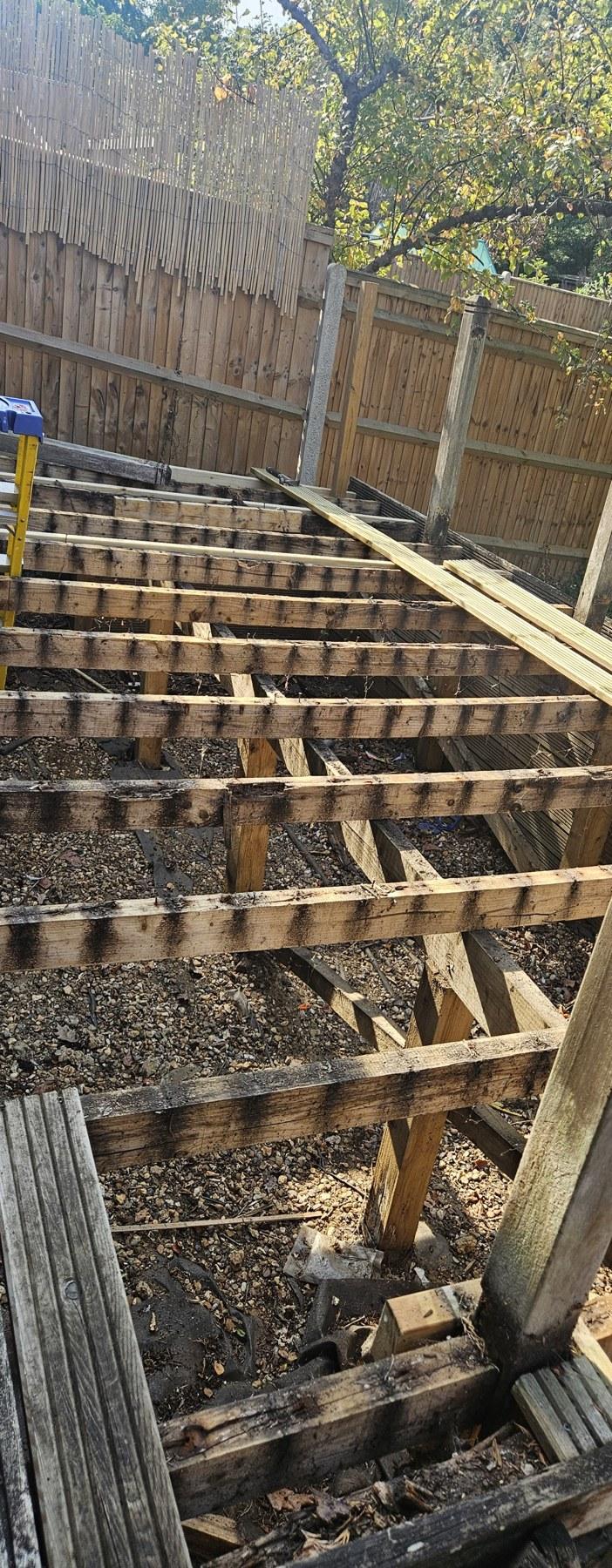 New decking framework during installation