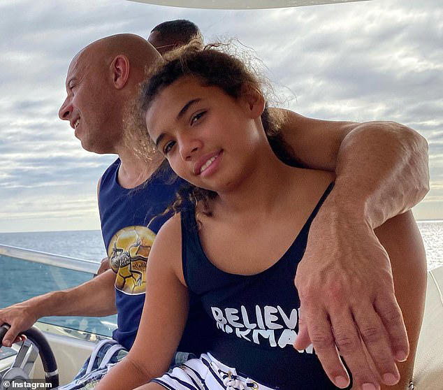 Vin Diesel attending a red carpet event with his daughter Hania during her rare public appearance.
