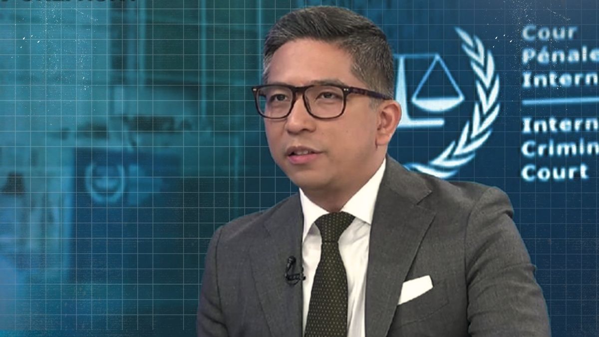 Attorney Paolo Panelo Jr speaking about the habeas corpus petition filed before the Supreme Court regarding former President Rodrigo Duterte.