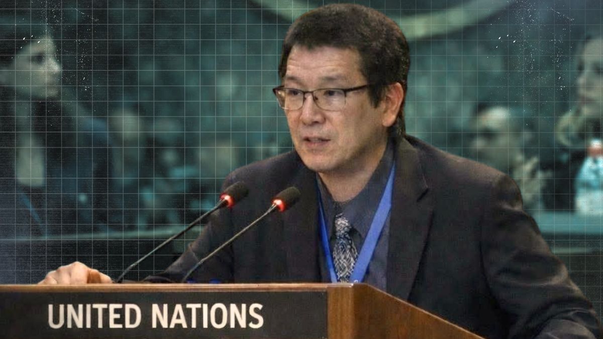 Japanese human rights advocate speaking at the United Nations Human Rights Council calling for humanitarian review and interim release of former Philippine President Rodrigo Duterte.