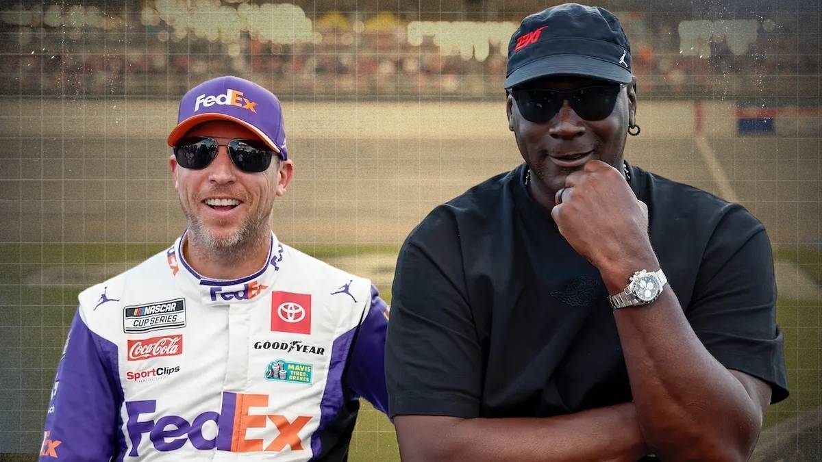 Victory burnout by NASCAR car from Jordan-owned team