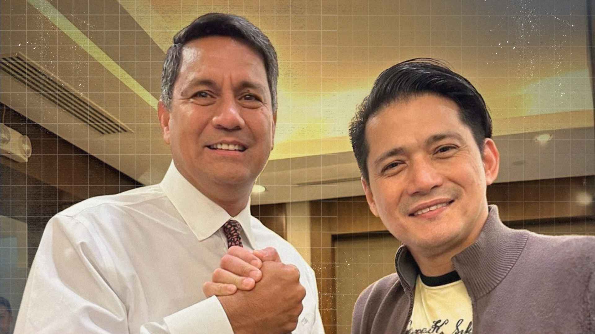 Two well-known Filipino public figures recalling a past physical altercation, highlighting their journey from actors to leaders.