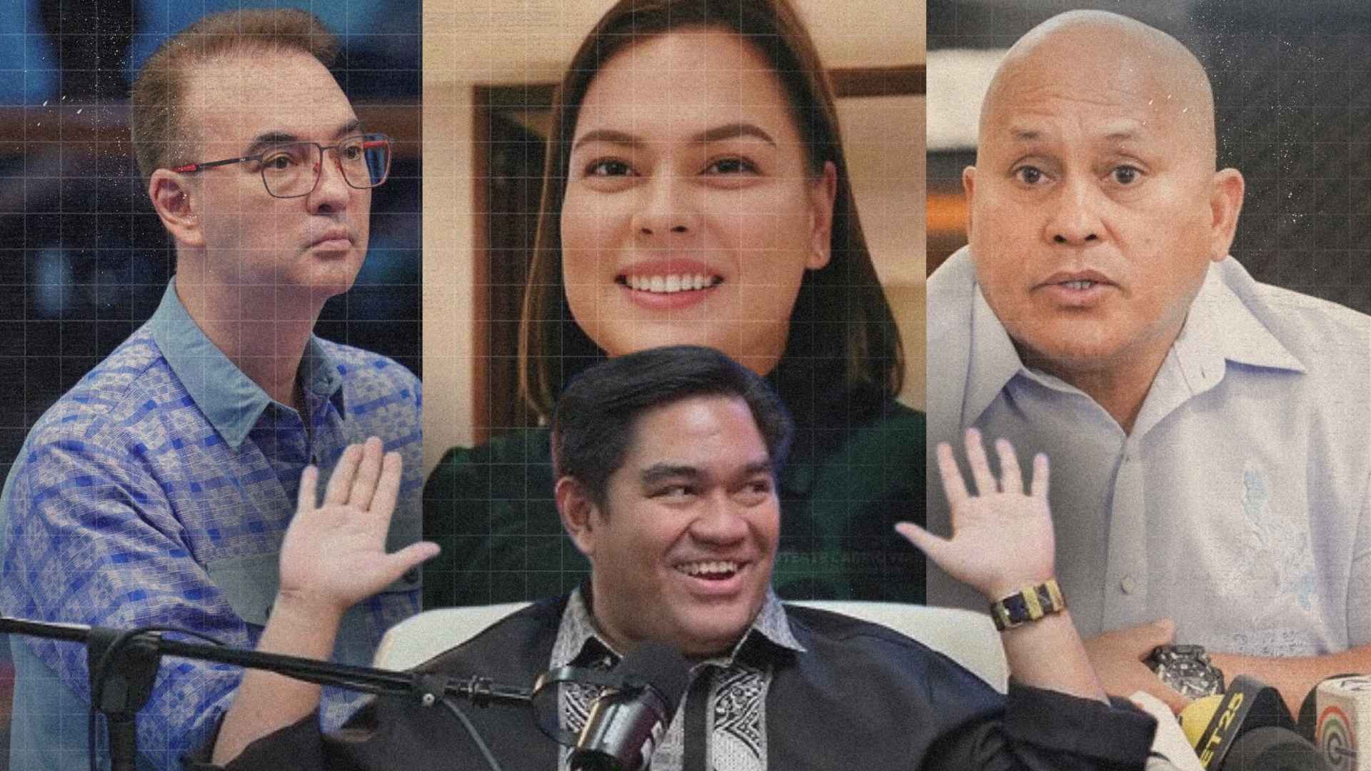 Jesus Falcis discussing political controversies involving Sara Duterte, Ronald dela Rosa, and Alan Peter Cayetano.