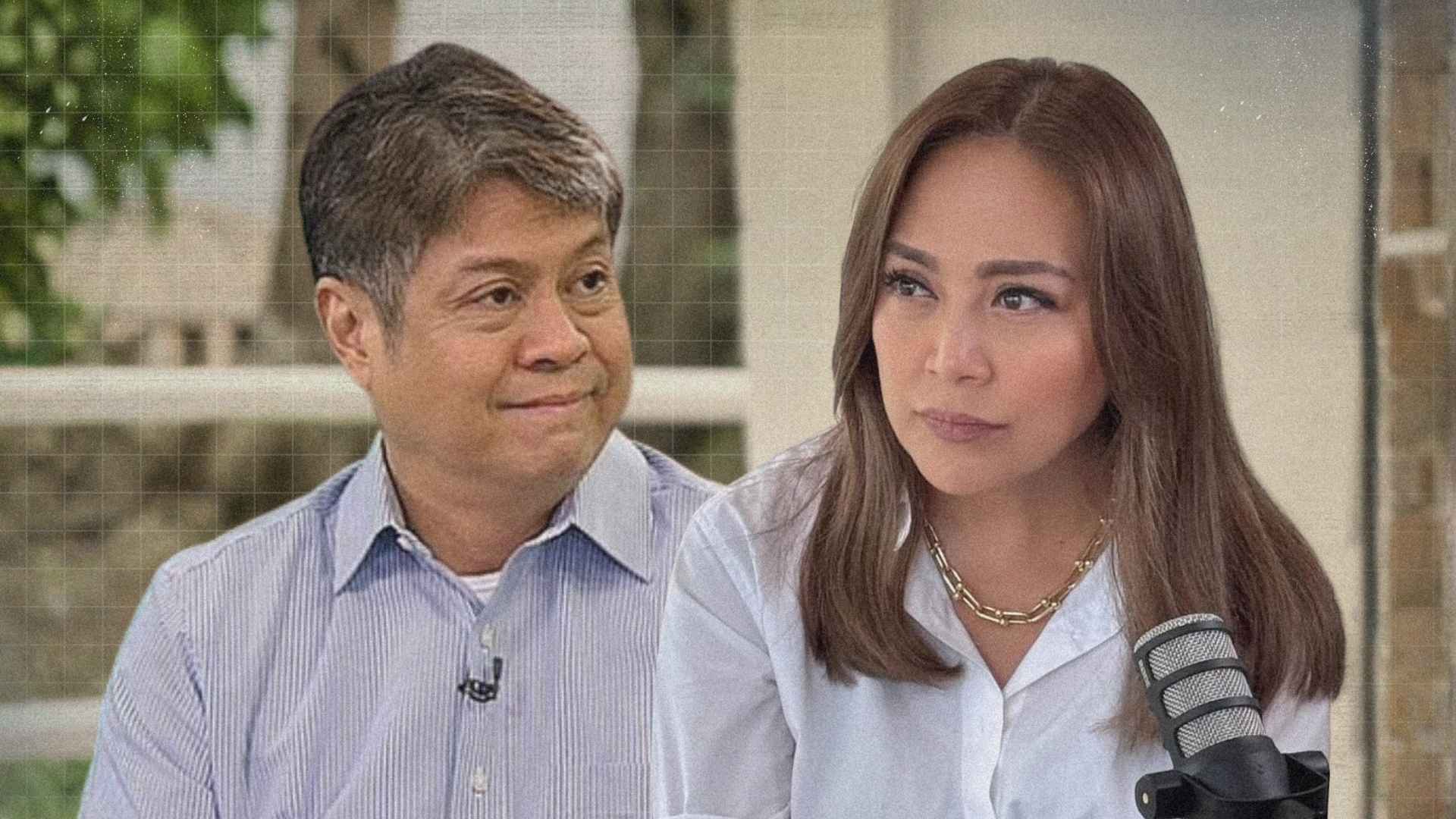 A dramatic political illustration showing Kiko Pangilinan during an interview discussing ICC warrants, sovereignty, and accountability amid political tensions in the Philippines.