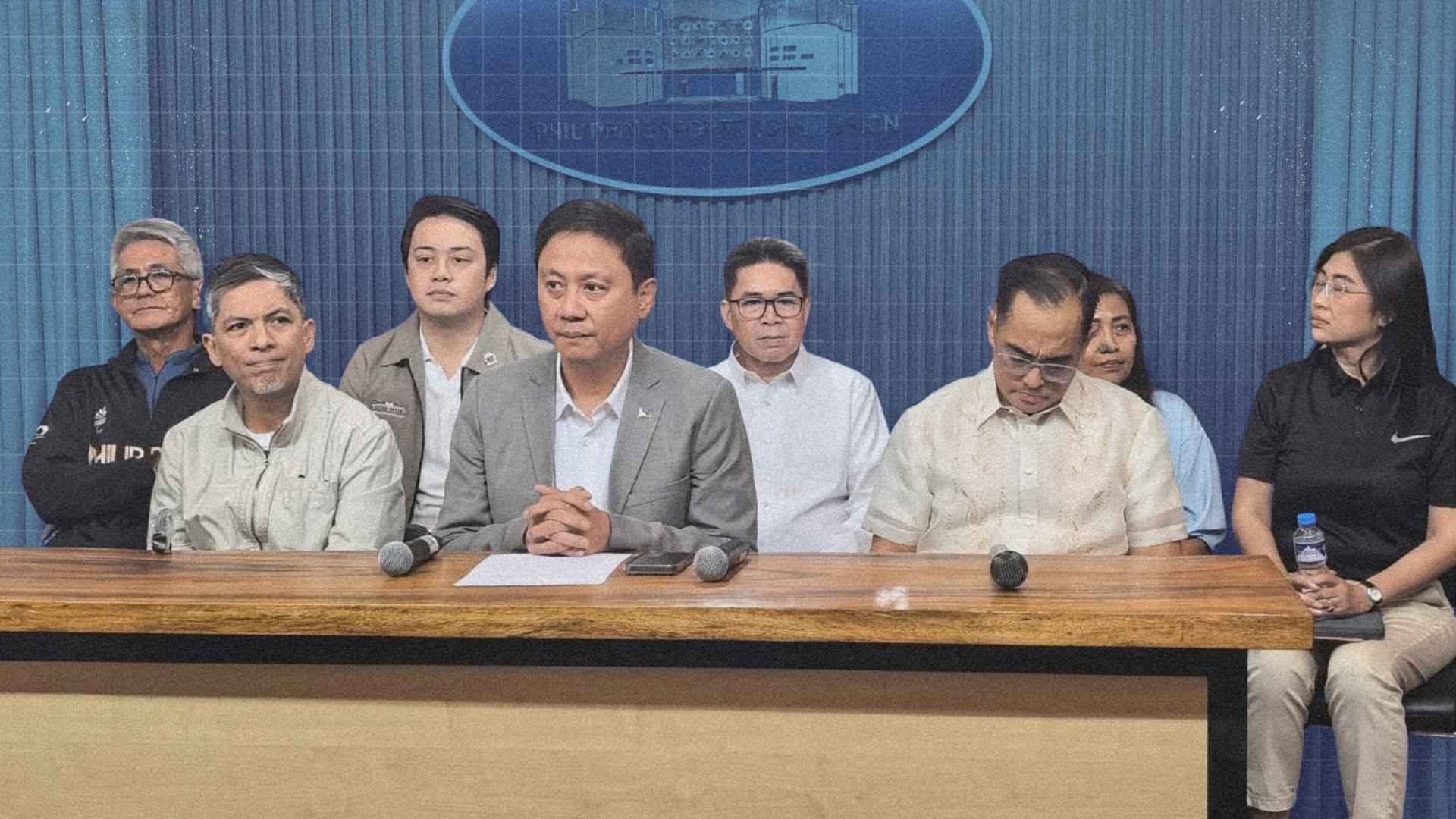 “Representatives from the Philippine Sports Commission and partner agencies announcing financial assistance for the families of Rene Baterbonia and Divine Adili.”