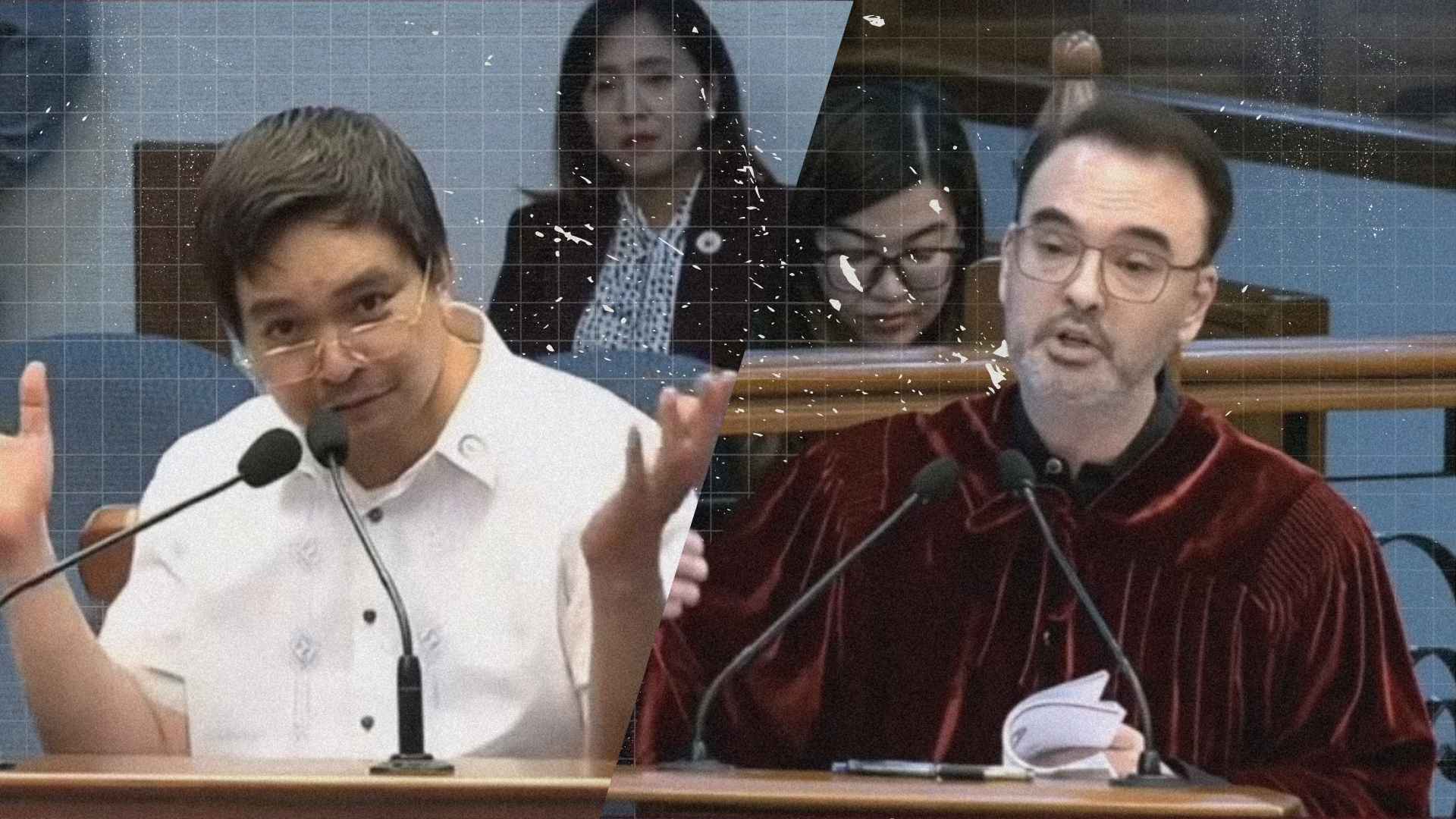 Senator Alan Cayetano questions NBI investigator Jeremy Lotoc during the Senate impeachment trial regarding Vice President Sara Duterte's state of mind.