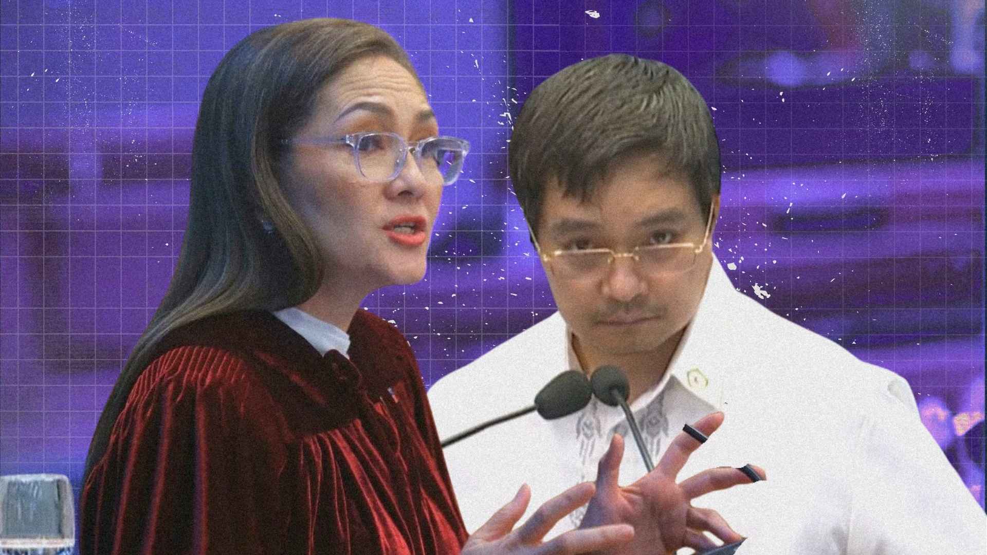 Senator Risa Hontiveros questions NBI Regional Director Jeremy Lotoc during the Senate impeachment trial about the legal purpose of punishing grave threats under Philippine law.