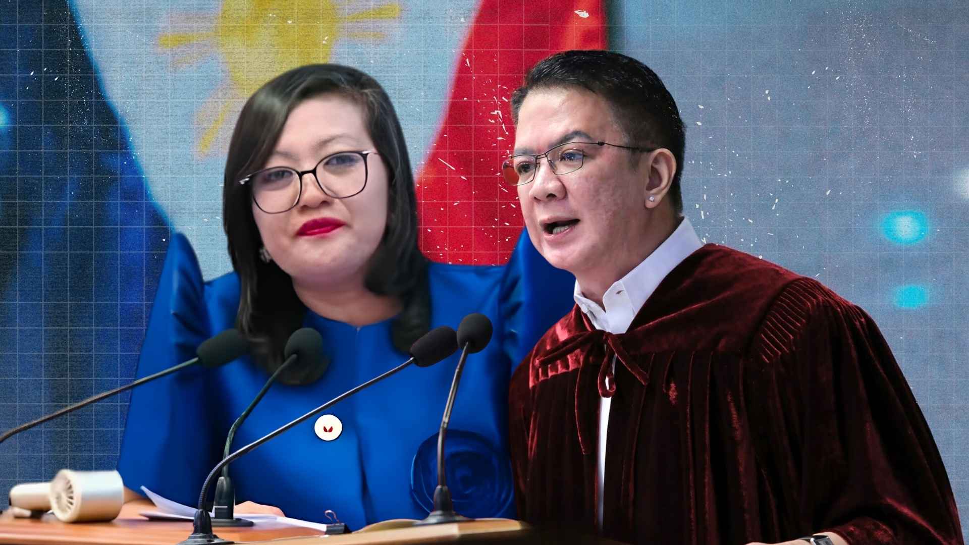 Defense counsel Mark Vinluan challenges the presentation of an allegedly unsigned and unnotarized Arturo Lascañas affidavit during the impeachment trial of Vice President Sara Duterte, while prosecutor Gerville Luistro explains the document's purpose.
