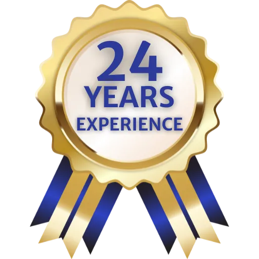 24 years experience badge
