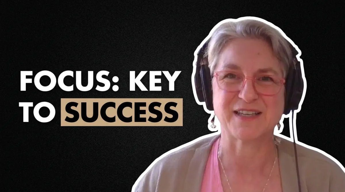 Thumbnail with the words 'focus: key to success' and a weirdly grimaced face from AI of Cordes