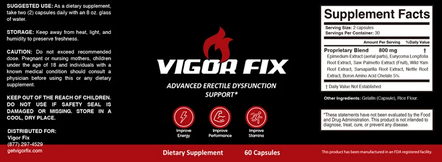 Vigor Fix-supplement-fact