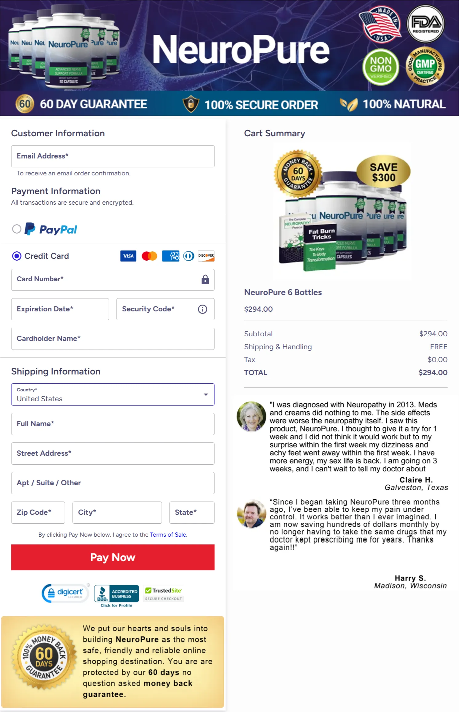 NeuroPure payment checkout