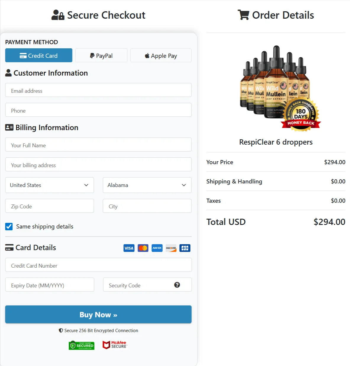 Respiclear checkout