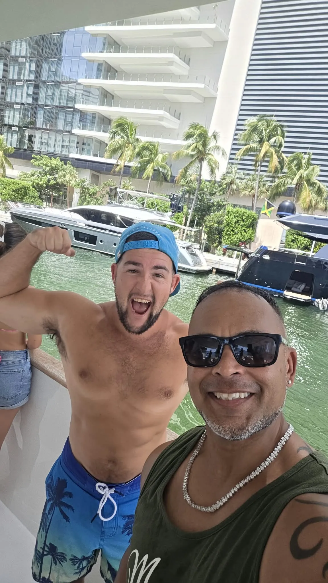 Two Momentum Pro team members enjoying a day on the water