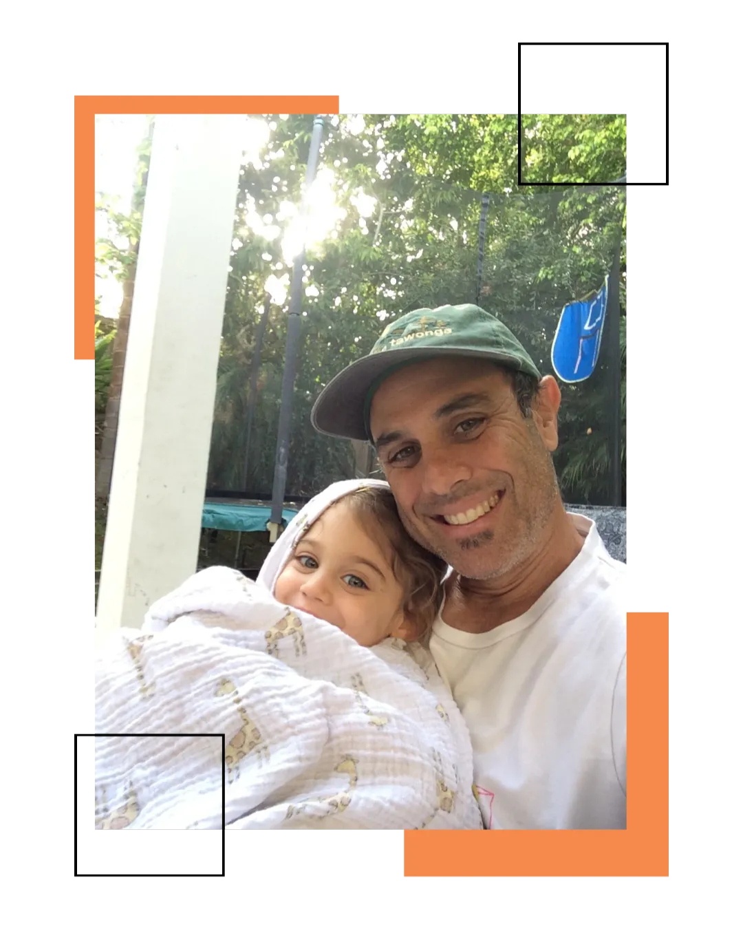 A silhouetted family at sunset, with parents lifting their child joyfully into the air. The warm, golden-orange background radiates connection and happiness.