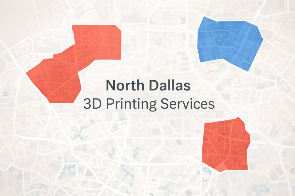 Modern commercial district scene representing professional and innovative 3D printing services in Frisco, Texas.