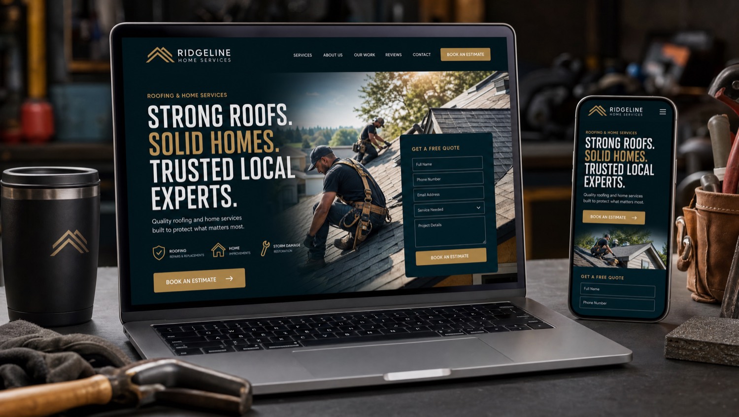 A finished small business website built with AI