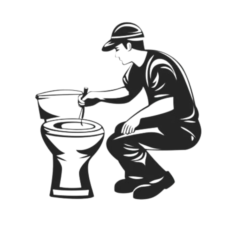 technician cleaning toilet