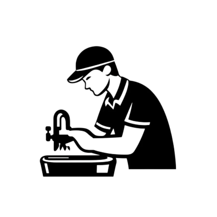 Techicain repairing insinkerator