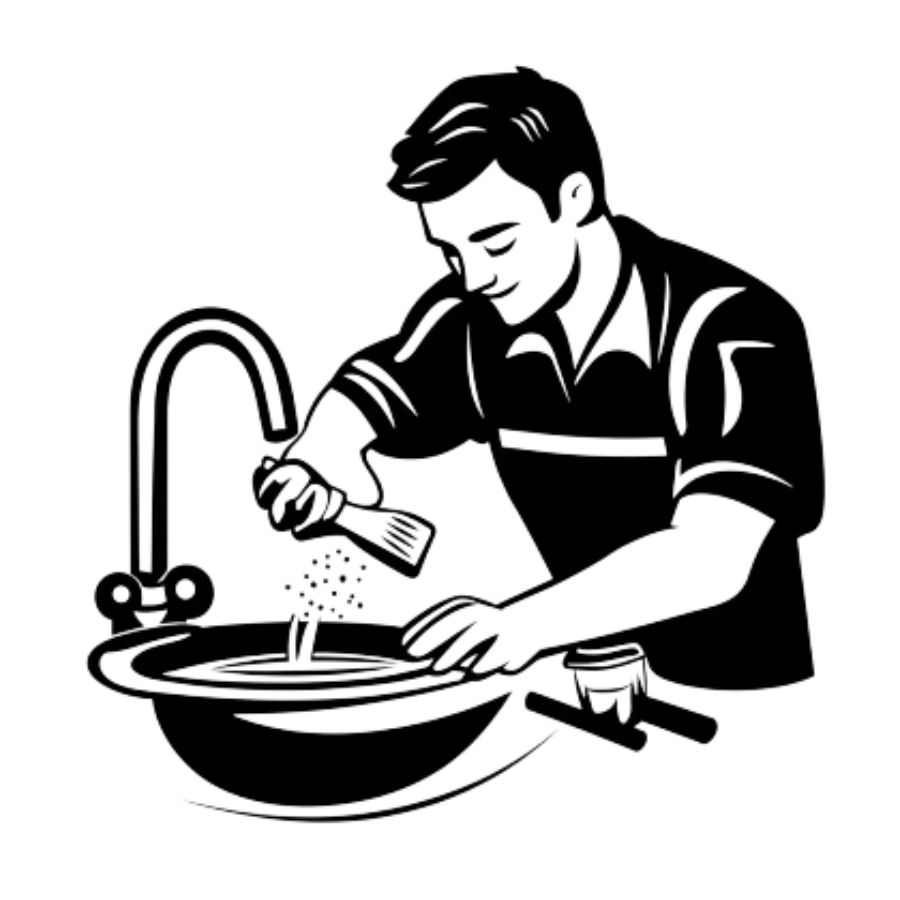 technician repairing a sink