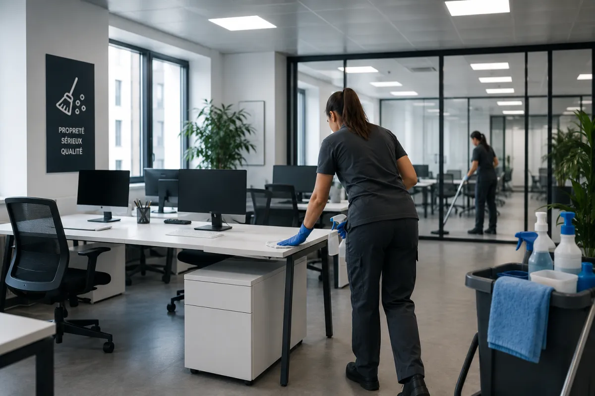 Nettoyage en profondeur de locaux professionnels avec entretien régulier de bureaux.