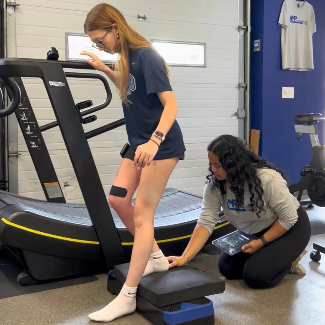Patient Using Blood Flow Restriction Therapy after ACL Surgery