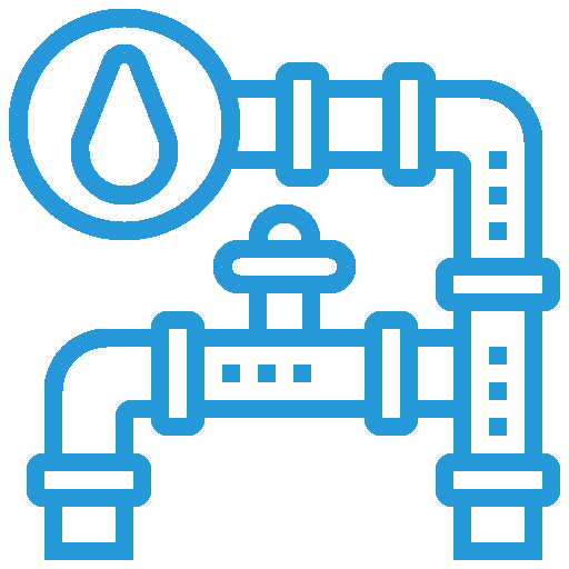 Water filtration system graphic illustrating plumbing pipes and water drop, emphasizing clean, safe water solutions for homes by Fern Plumbing.
