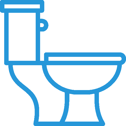 Toilet icon representing common plumbing issues, including overflowing toilets, related to Fern Plumbing's drain cleaning services.