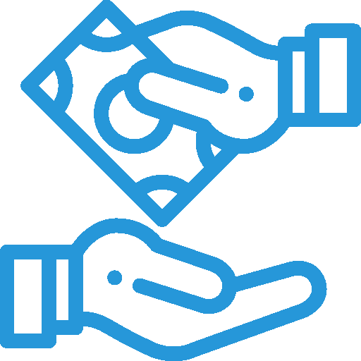 Hands exchanging money, symbolizing payment for sewer camera inspection services offered by Fern Plumbing.