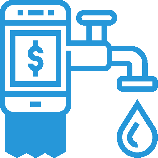 Smartphone displaying dollar sign integrated with a plumbing pipe and water droplet, symbolizing plumbing costs and leak detection services related to burst pipes.