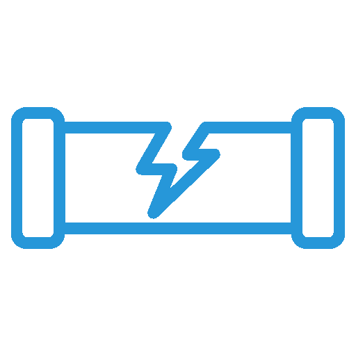 Broken pipe icon representing burst pipe emergencies and plumbing repair services.