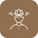 person with a lotus flower over their head icon