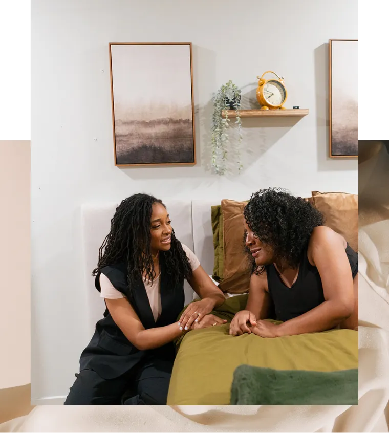 Women sharing emotional support and deep connection during the motherhood journey