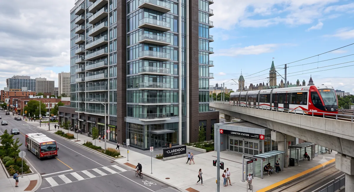 Modern condo building near the LRT in Ottawa