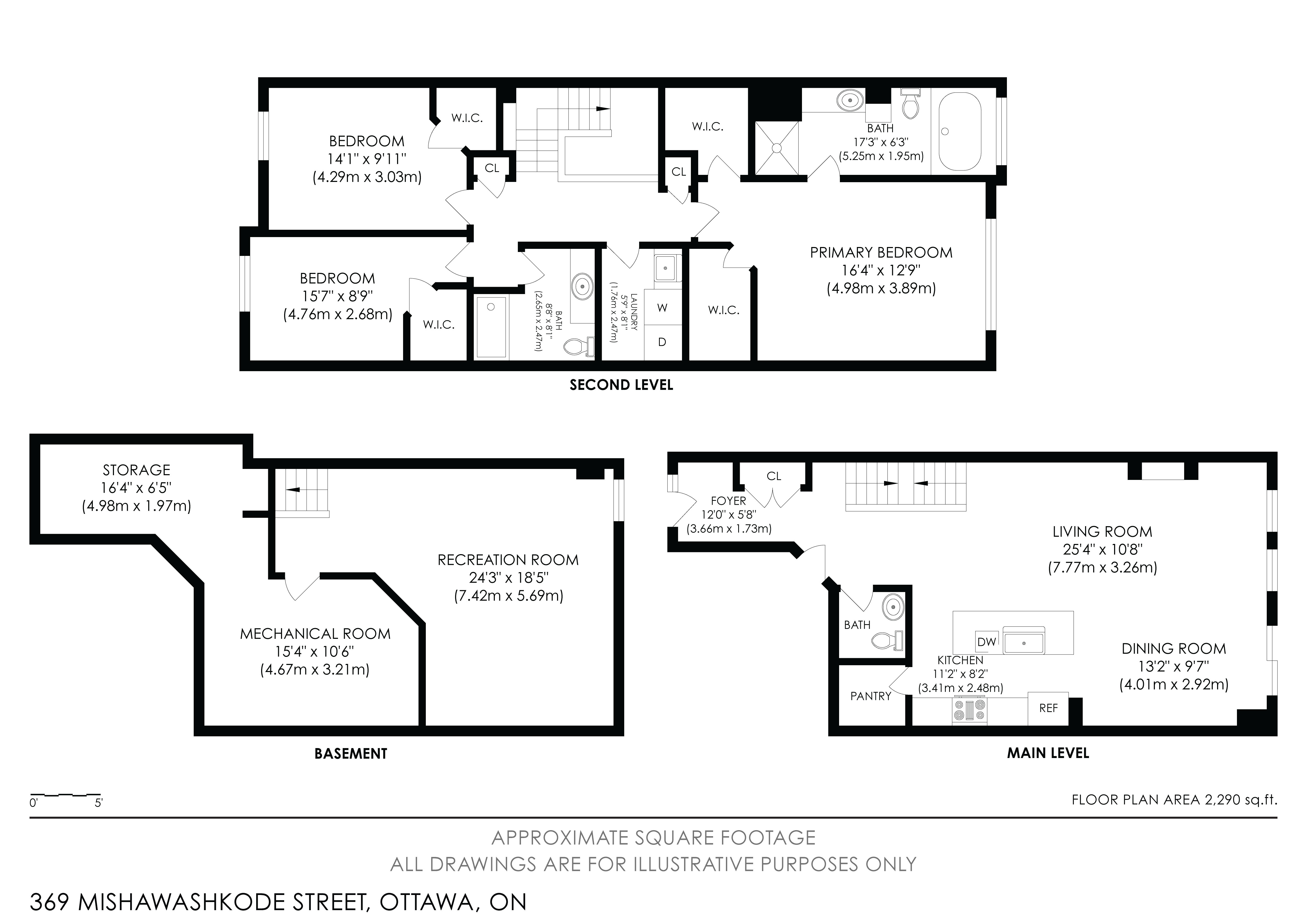 Floor plan for 369 Mishawashkode Street, a 3-bedroom Tamarack Chelsea townhome in Cardinal Creek Village, Orleans