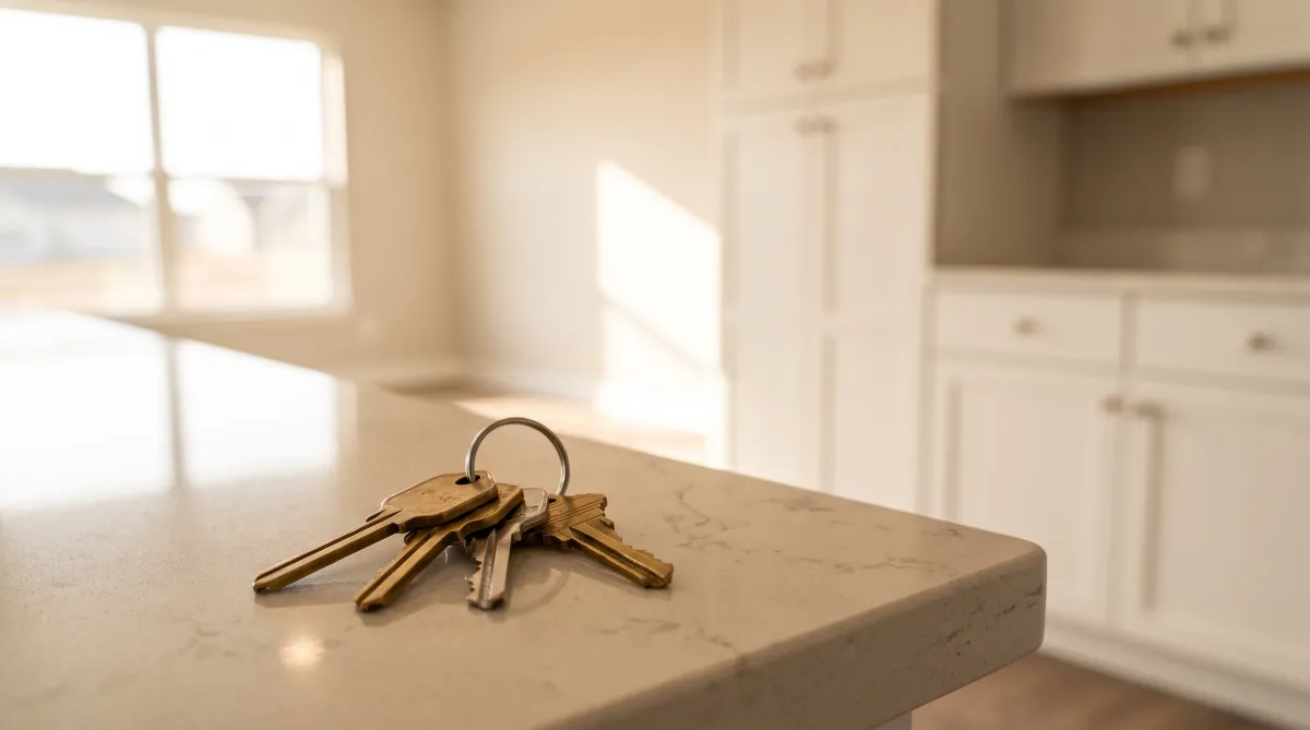 First-time buyers holding keys outside their new Ottawa home