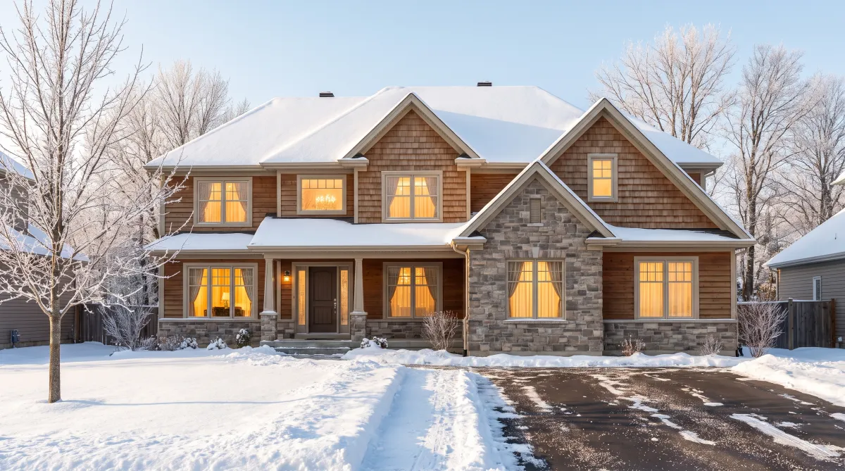A warm, well-lit Ottawa living room staged for a winter home sale