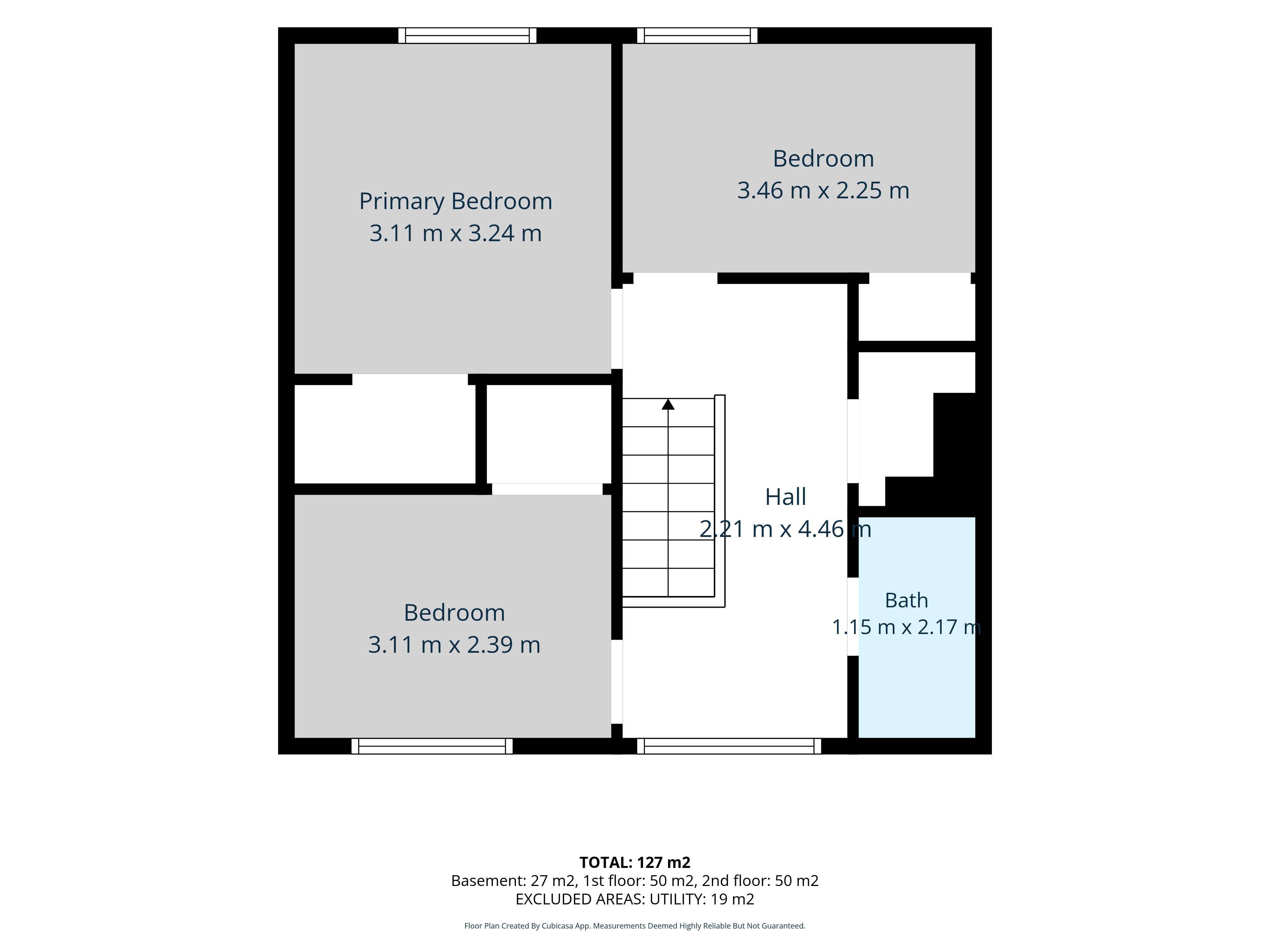 Upper level floor plan showing three bedrooms at 1532A Beaverpond Drive Ottawa