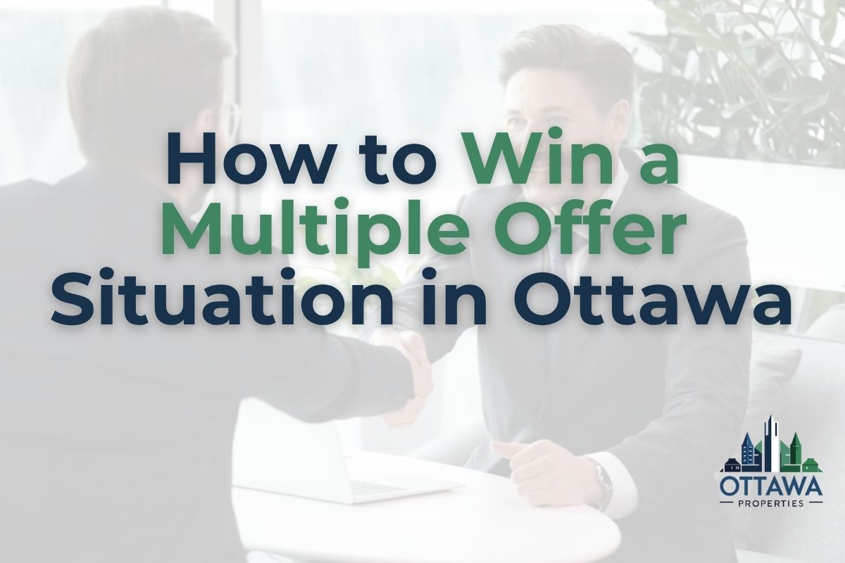 Ottawa home buyer signing multiple offer documents with real estate agent