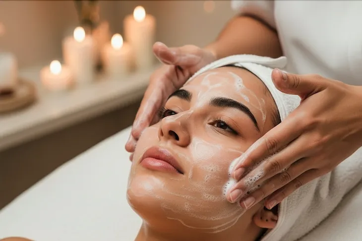 person standing on rock formation surrounded by body of water